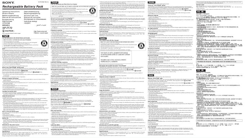 Page 1 de la notice Manuel utilisateur Sony NP-FF70