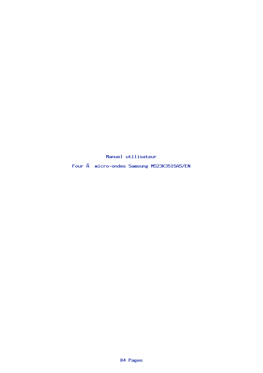 Page 1 de la notice Manuel utilisateur Samsung MS23K3515AS/EN