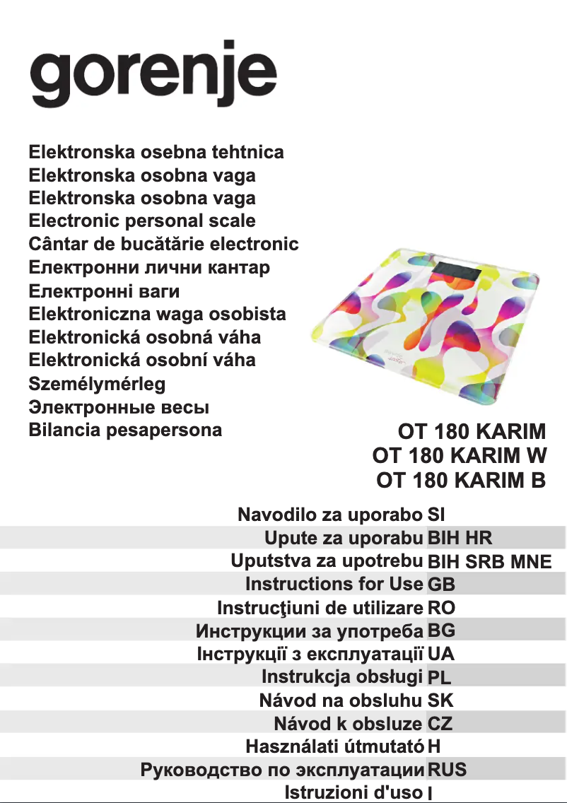 Página 1 del manual Manual de usuario Gorenje OT180KARIMB