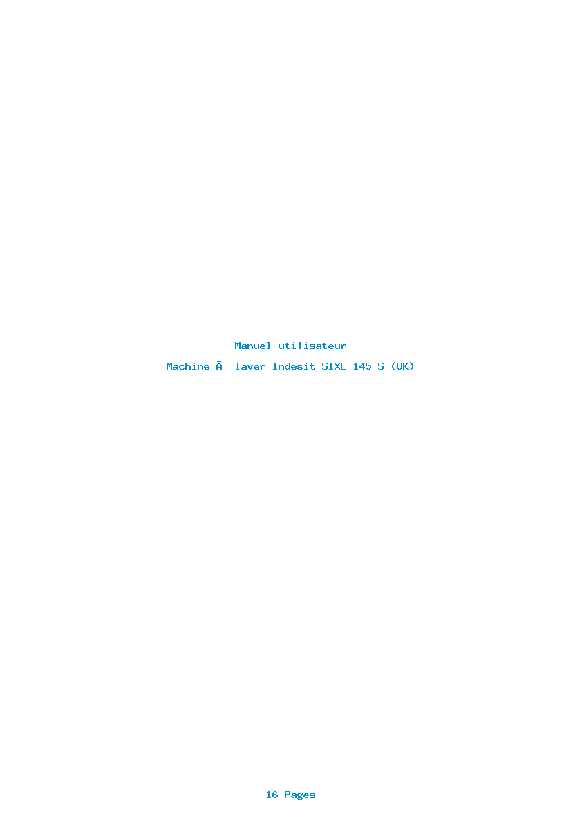 Page 1 de la notice Manuel utilisateur Indesit SIXL 145 S (UK)