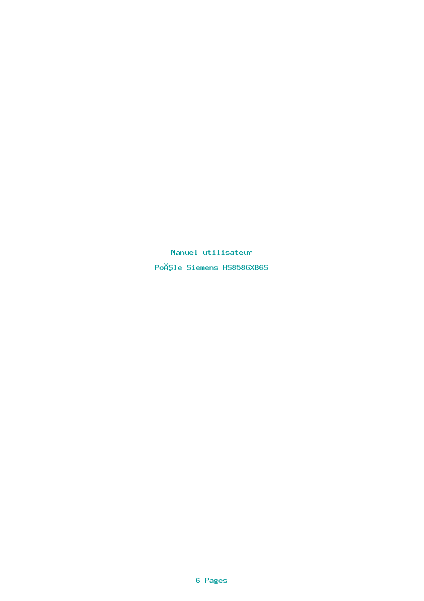 Page 1 de la notice Manuel utilisateur Siemens HS858GXB6S