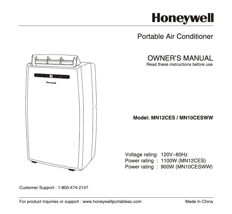 Page 1 de la notice Manuel d'utilisation et d'entretien Honeywell MN12CES
