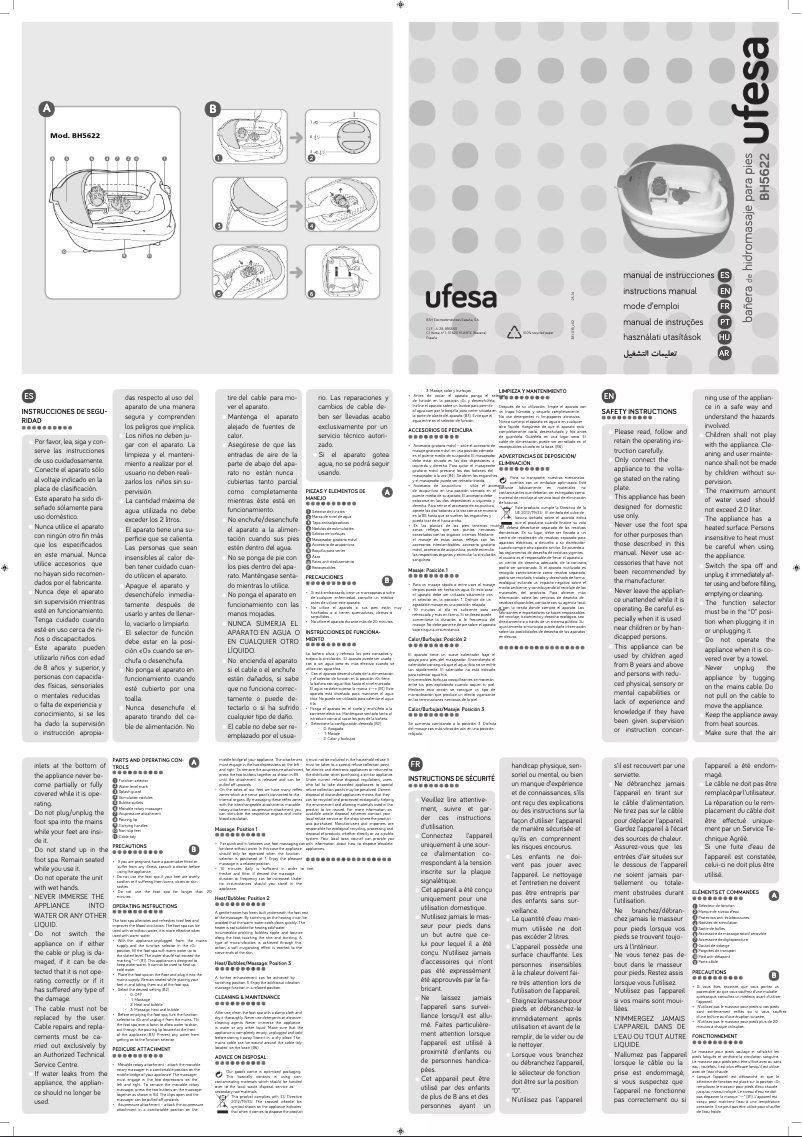 Page 1 de la notice Manuel utilisateur Ufesa BH5622
