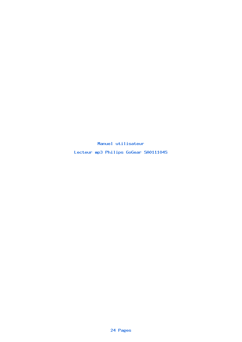 Page 1 de la notice Manuel utilisateur Philips GoGear SA011104S