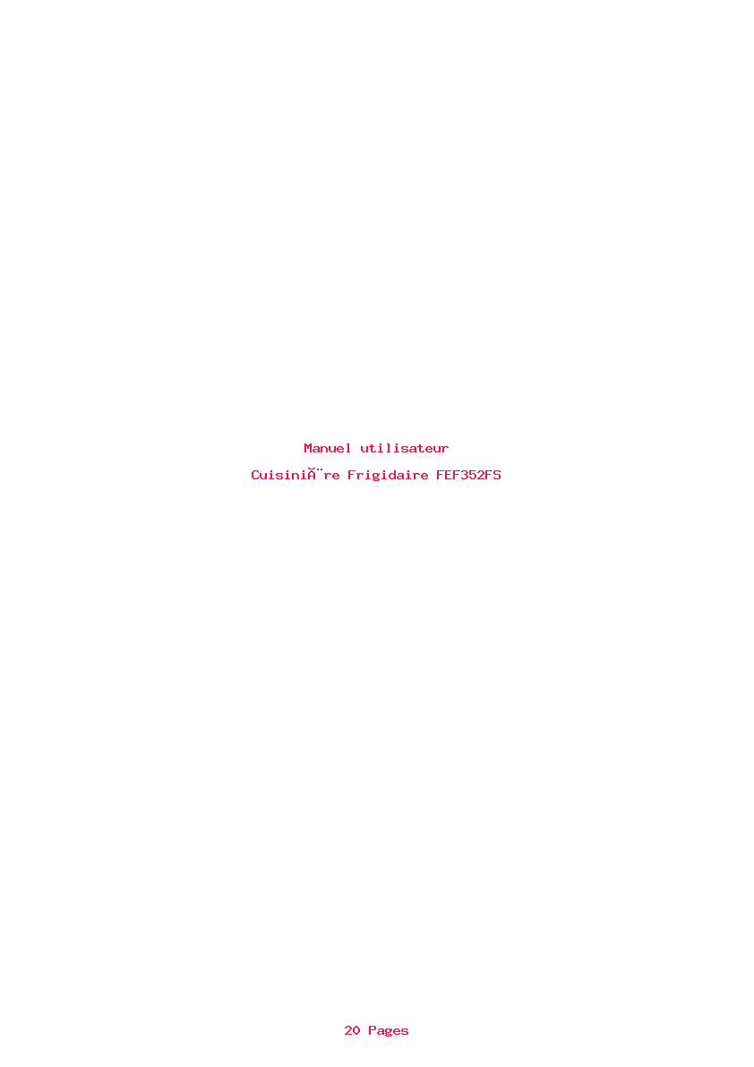 Page 1 de la notice Manuel utilisateur Frigidaire FEF352FS
