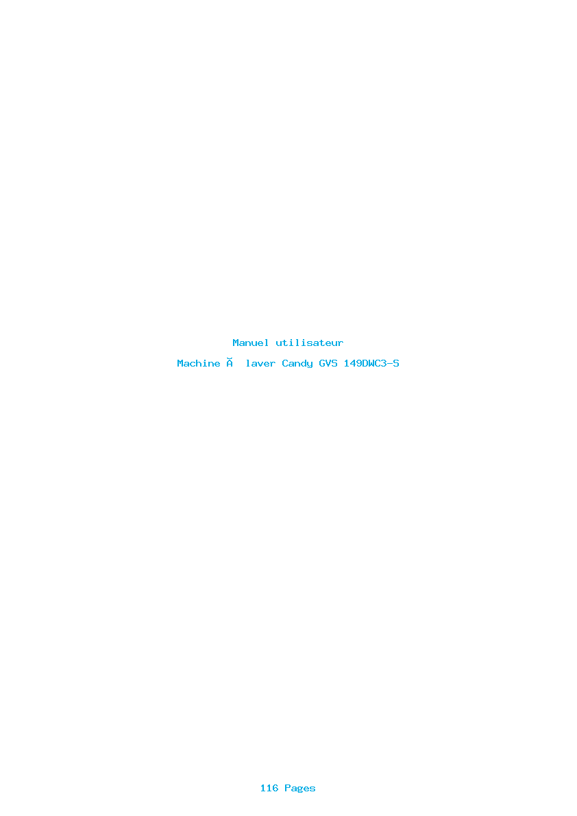 Page 1 de la notice Manuel utilisateur Candy GVS 149DWC3-S