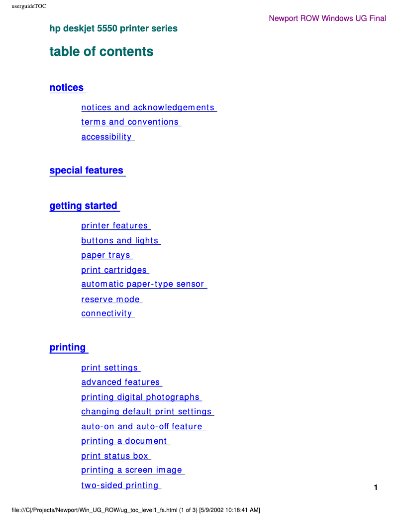 Page n°1 - Manuel utilisateur HP DeskJet 5550