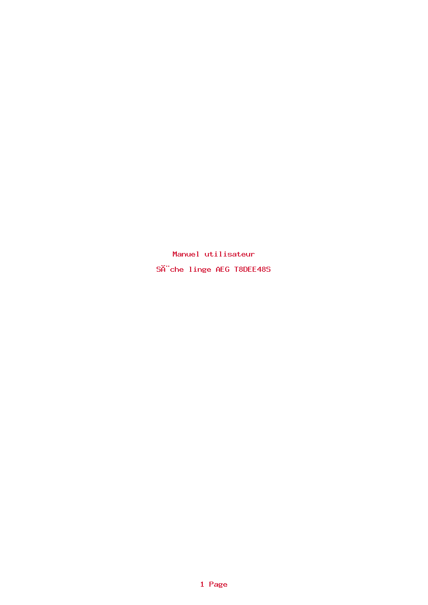 Page 1 de la notice Manuel utilisateur AEG T8DEE48S