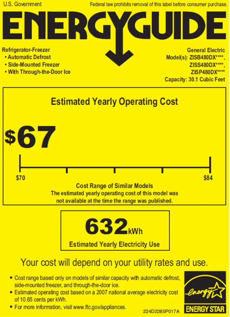 Página 1 del manual Etiqueta energética GE ZISP480DXSS