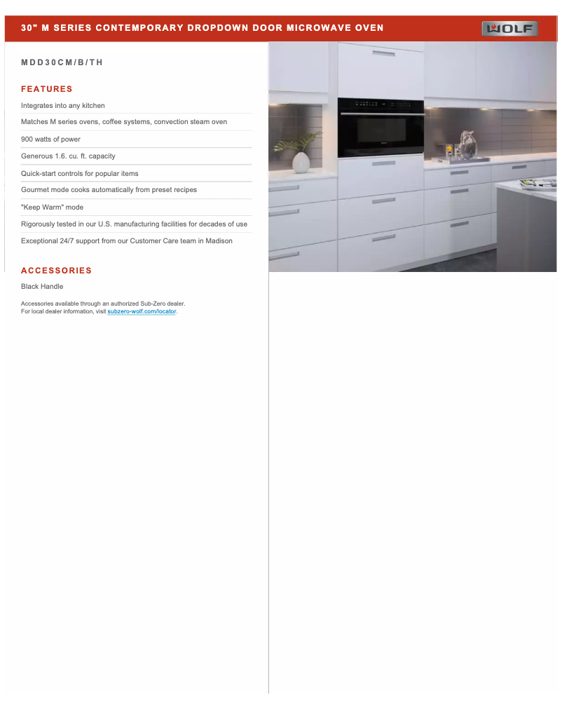 Página 1 del manual Ficha técnica Wolf MDD30CM