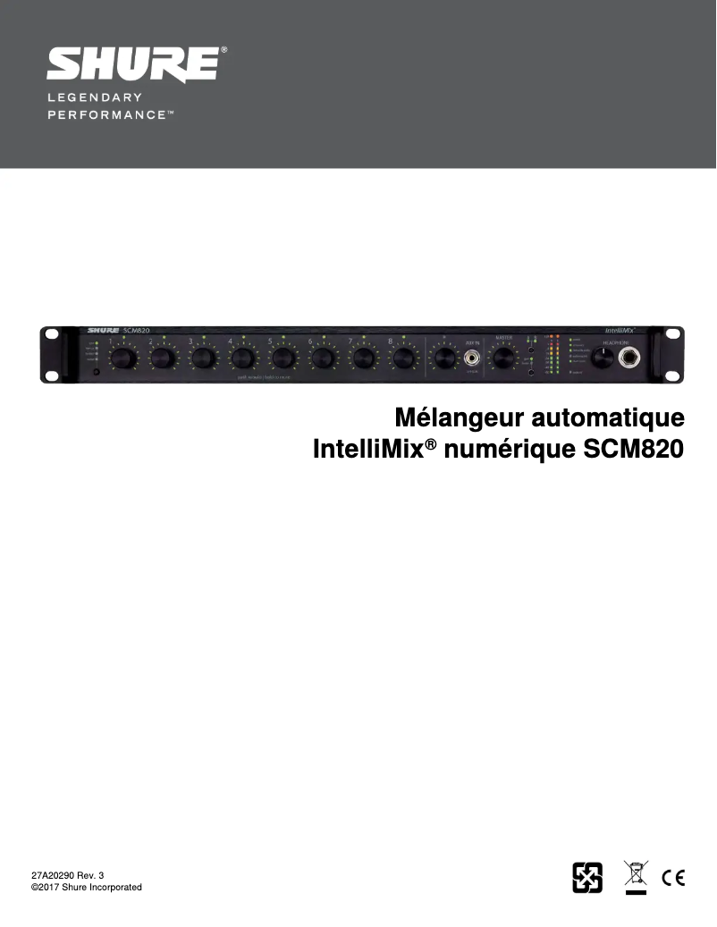 Page 1 de la notice Manuel utilisateur Shure SCM820