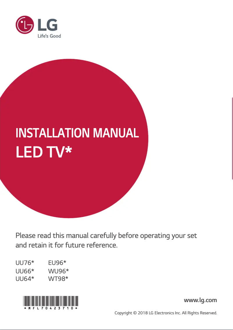 Page 1 de la notice Manuel utilisateur LG 55UU640C