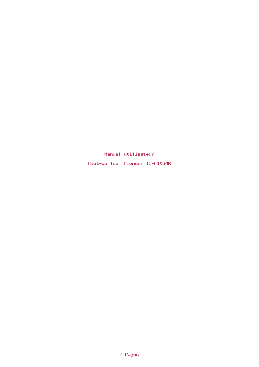 Page 1 de la notice Manuel utilisateur Pioneer TS-F1034R