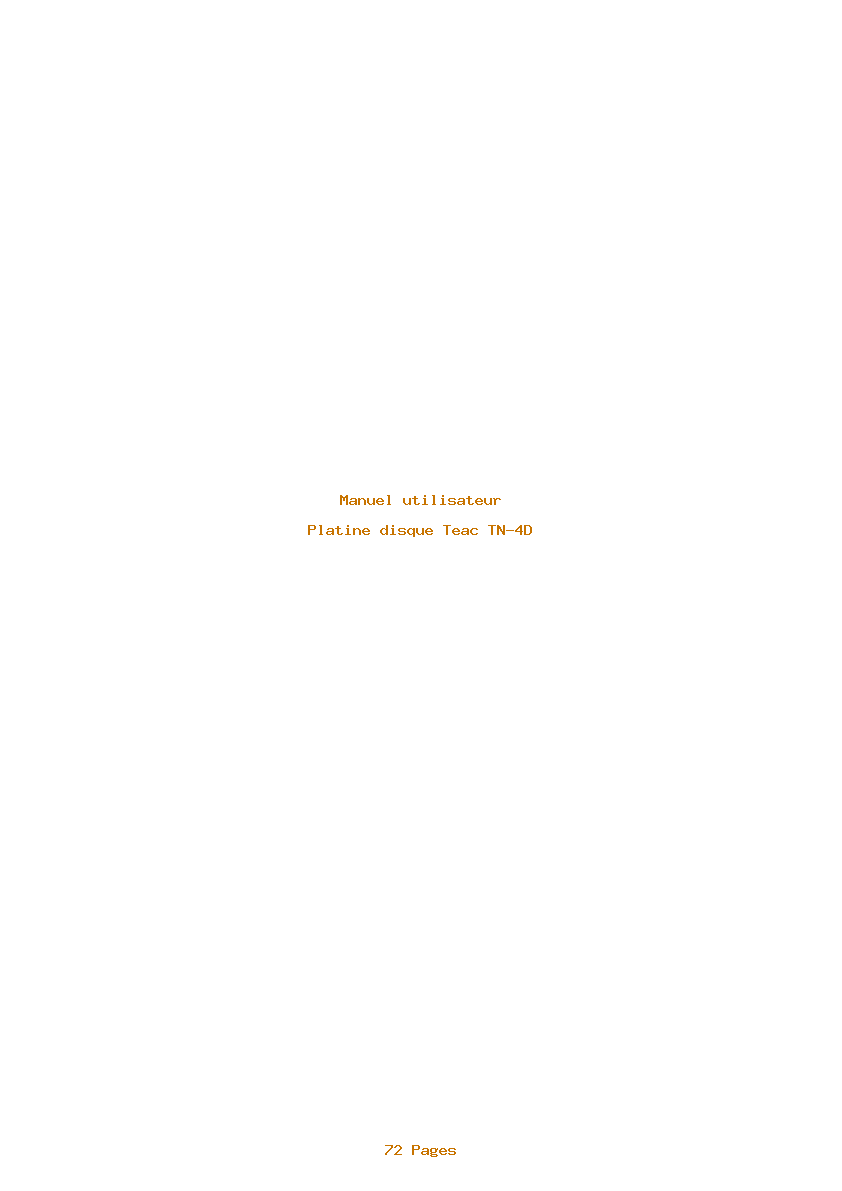 Page 1 de la notice Manuel utilisateur Teac TN-4D