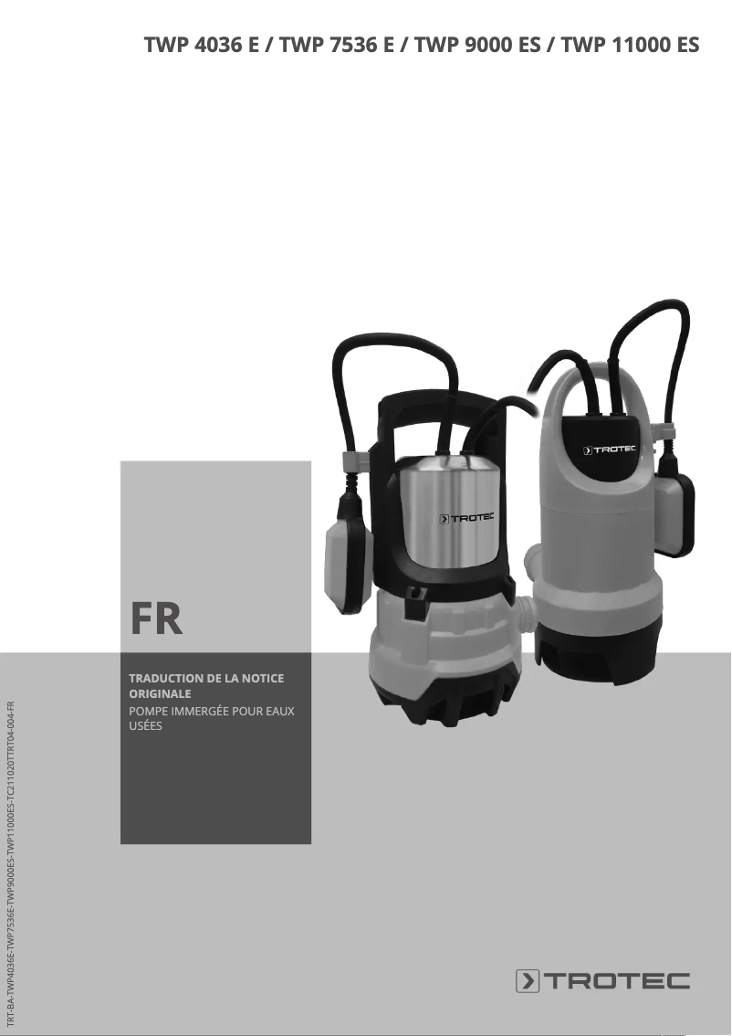 Page 1 de la notice Manuel utilisateur Trotec TWP 7536 E