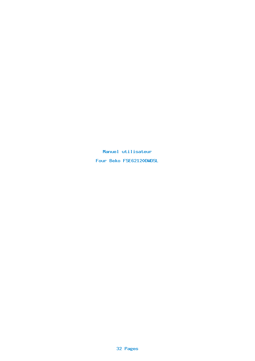Page 1 de la notice Manuel utilisateur Beko FSE62120DWDSL