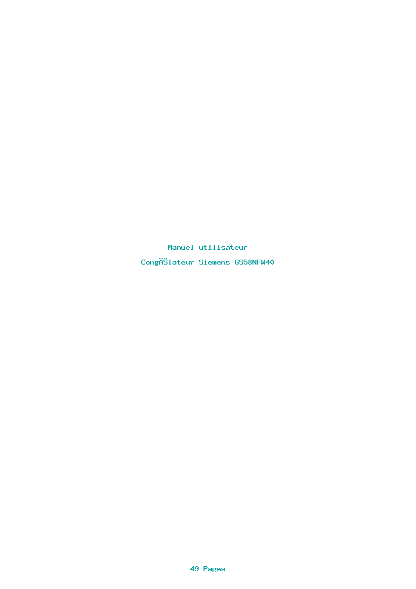 Page 1 de la notice Manuel utilisateur Siemens GS58NFW40