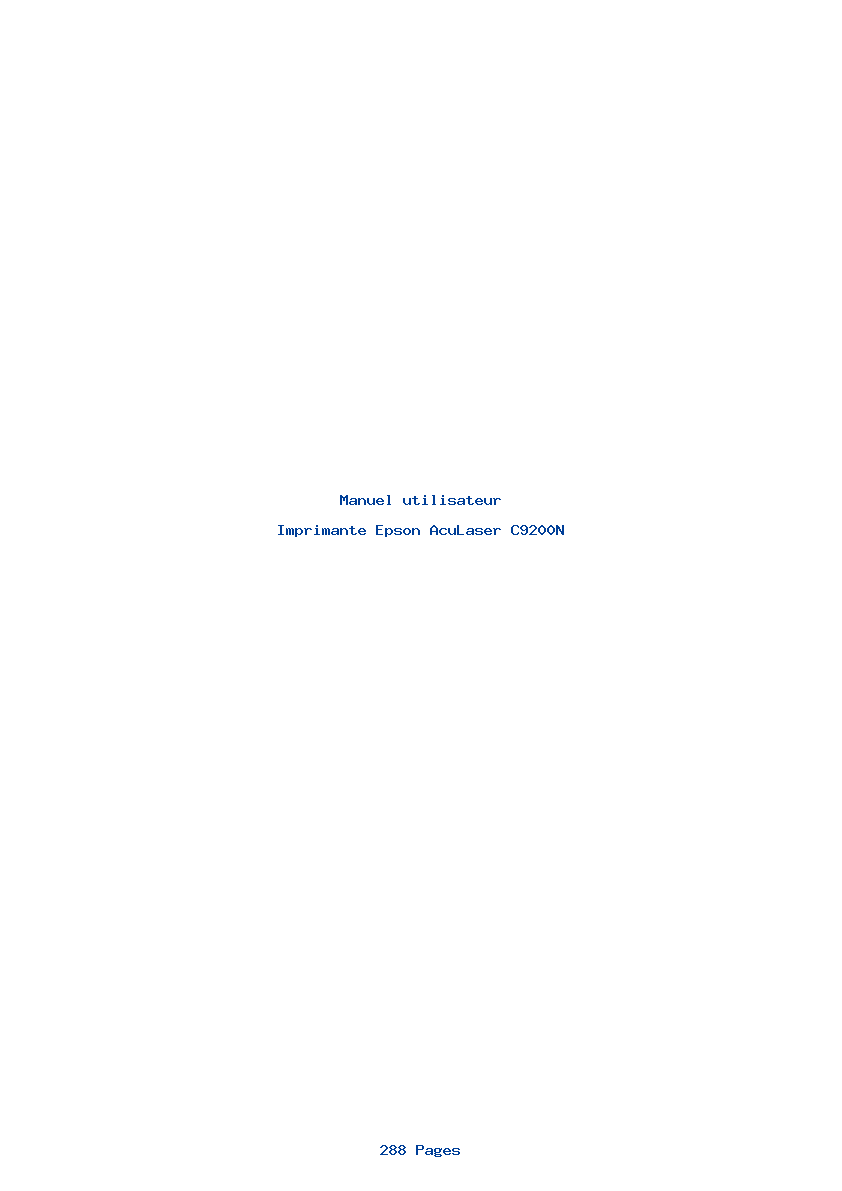 Page 1 de la notice Manuel utilisateur Epson AcuLaser C9200N