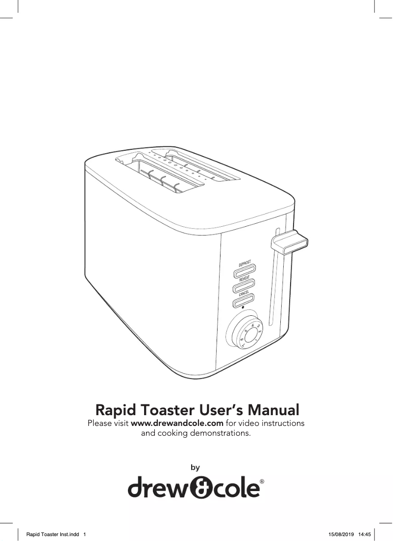 Page 1 de la notice Manuel utilisateur Drew & Cole Rapid Toaster