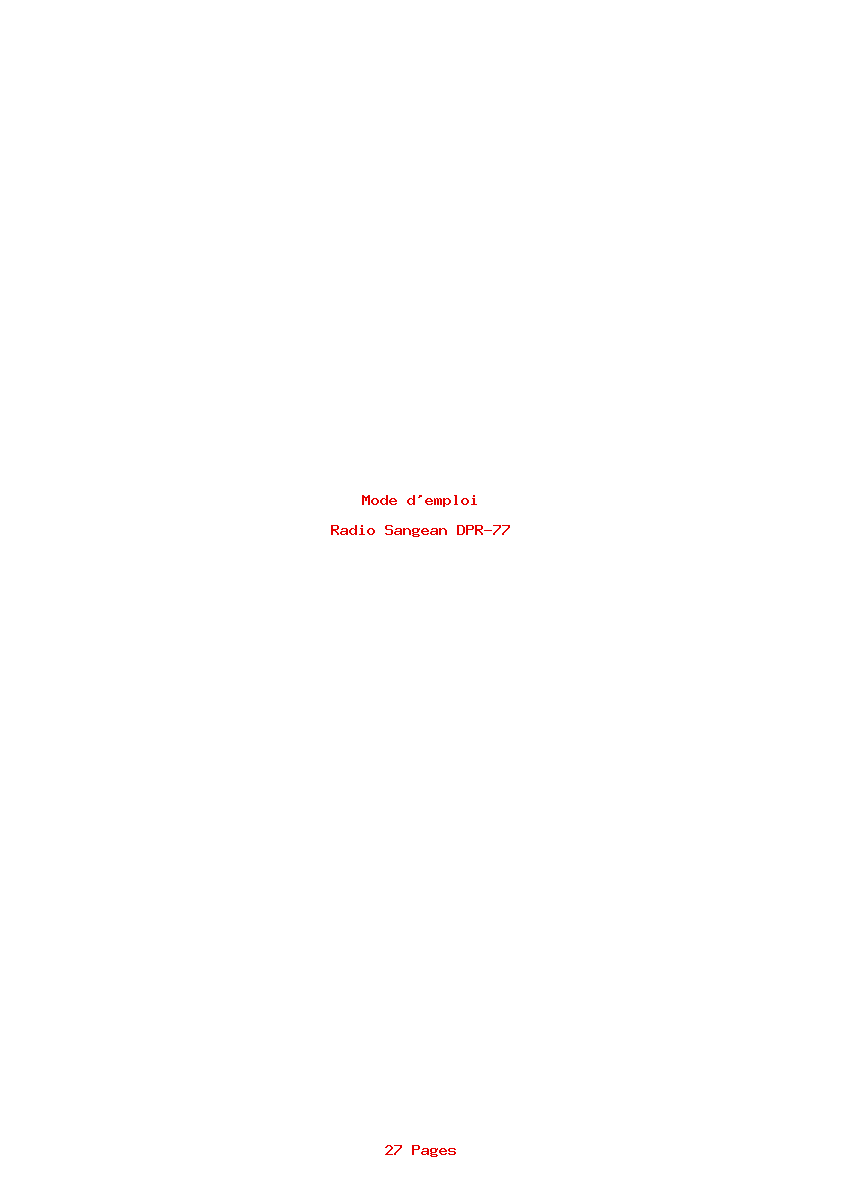 Page 1 de la notice Mode d'emploi Sangean DPR-77