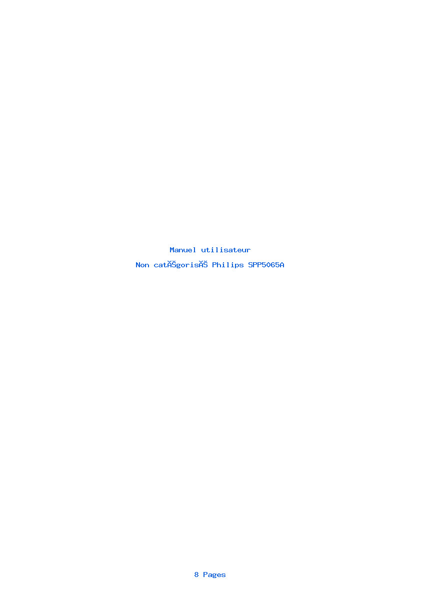 Page 1 de la notice Manuel utilisateur Philips SPP5065A