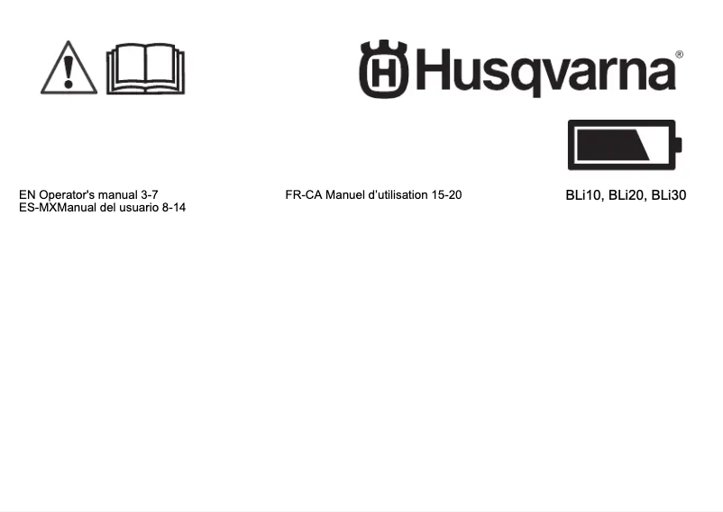 Page 1 of the manual User Manual Husqvarna BLI20
