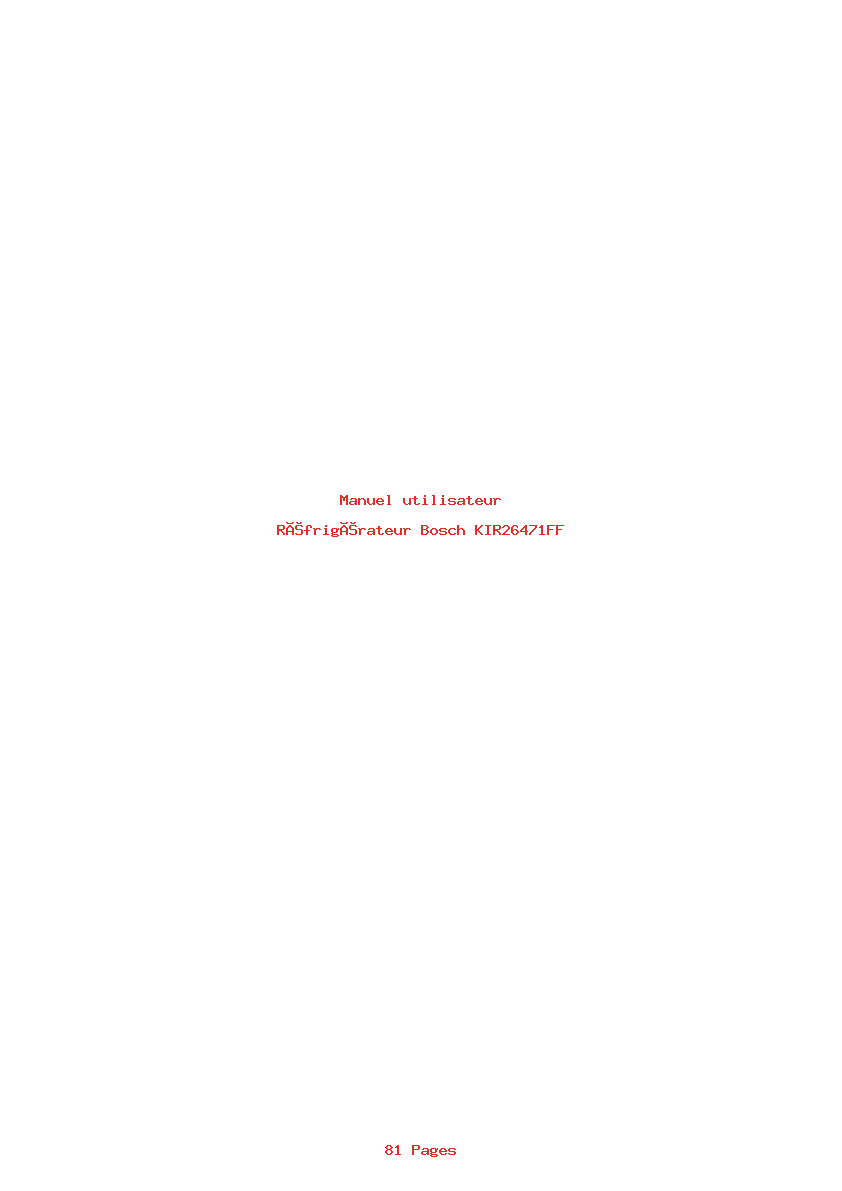 Page 1 de la notice Manuel utilisateur Bosch KIR26471FF