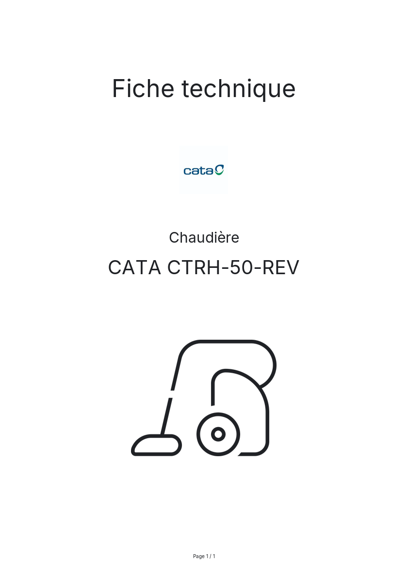 Page 1 de la notice Fiche technique CATA CTRH-50-REV