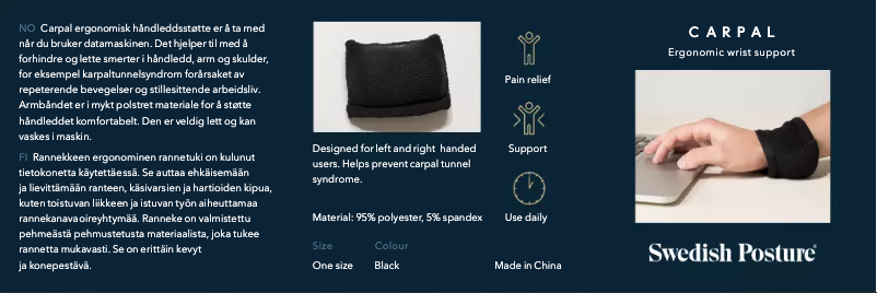 Page 1 de la notice Manuel utilisateur Swedish Posture Carpal