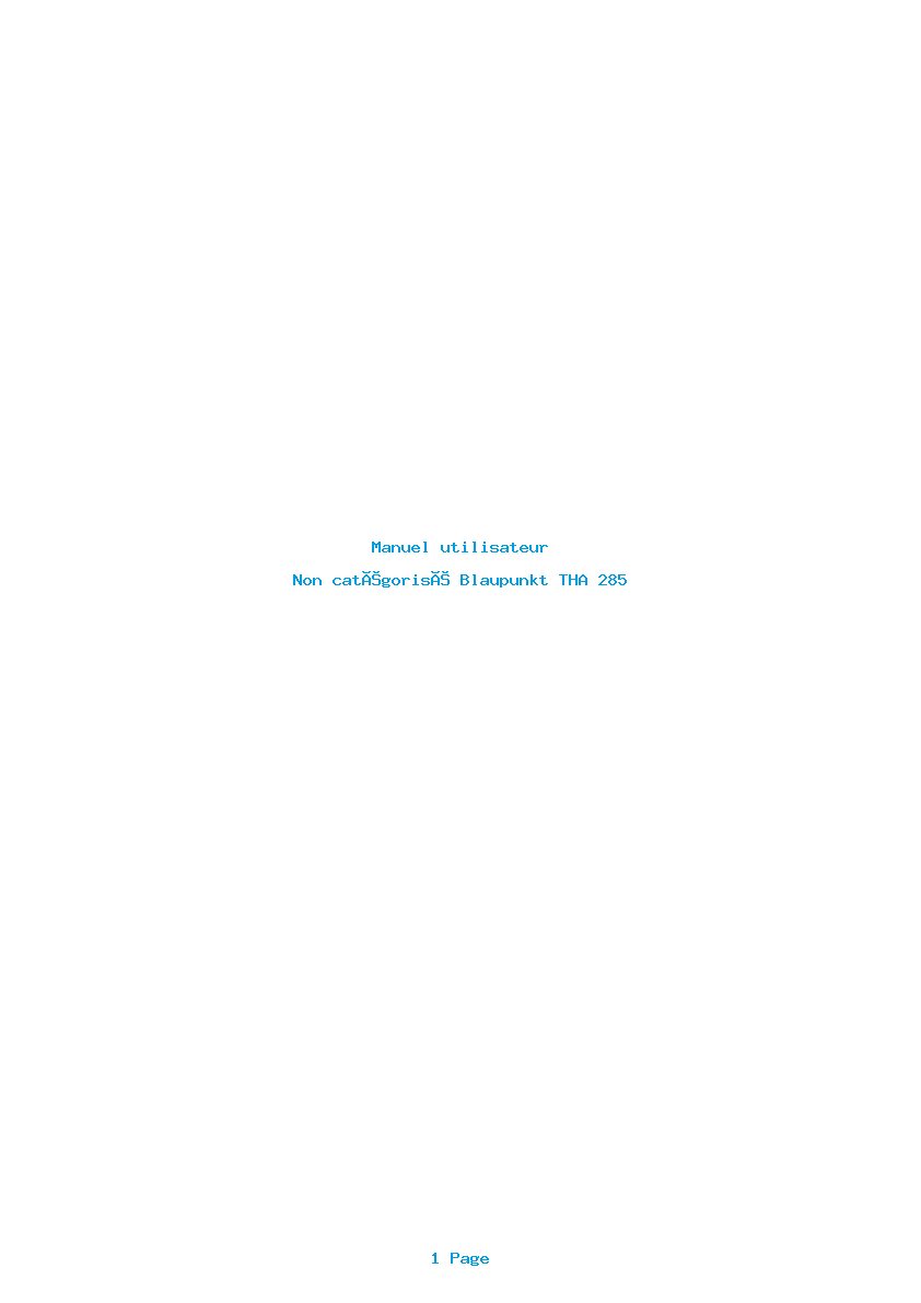 Page 1 de la notice Manuel utilisateur Blaupunkt THA 285