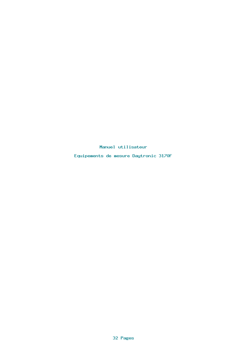 Page 1 de la notice Manuel utilisateur Daytronic 3170F