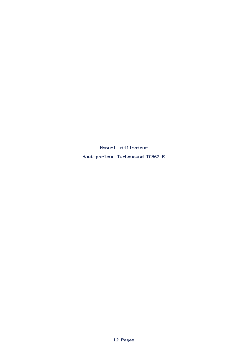 Page 1 de la notice Manuel utilisateur Turbosound TCS62-R