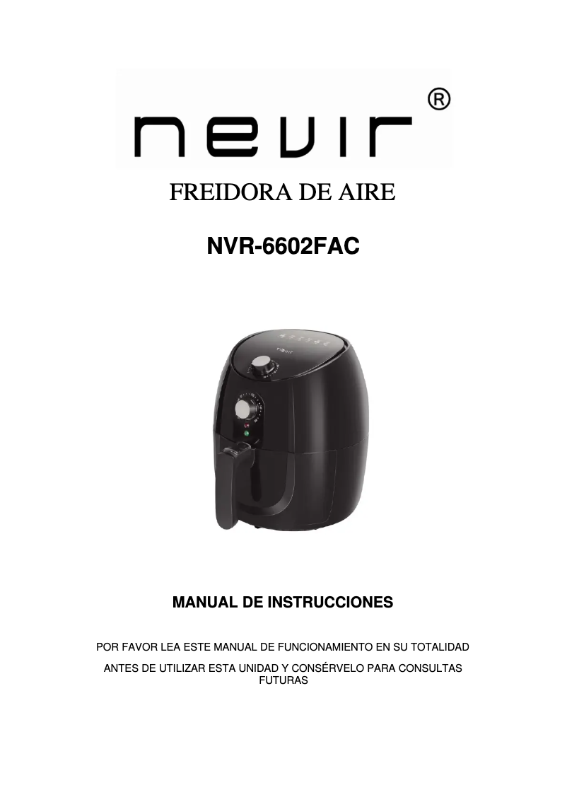 Page 1 of the manual User Manual Nevir NVR-6602FAC