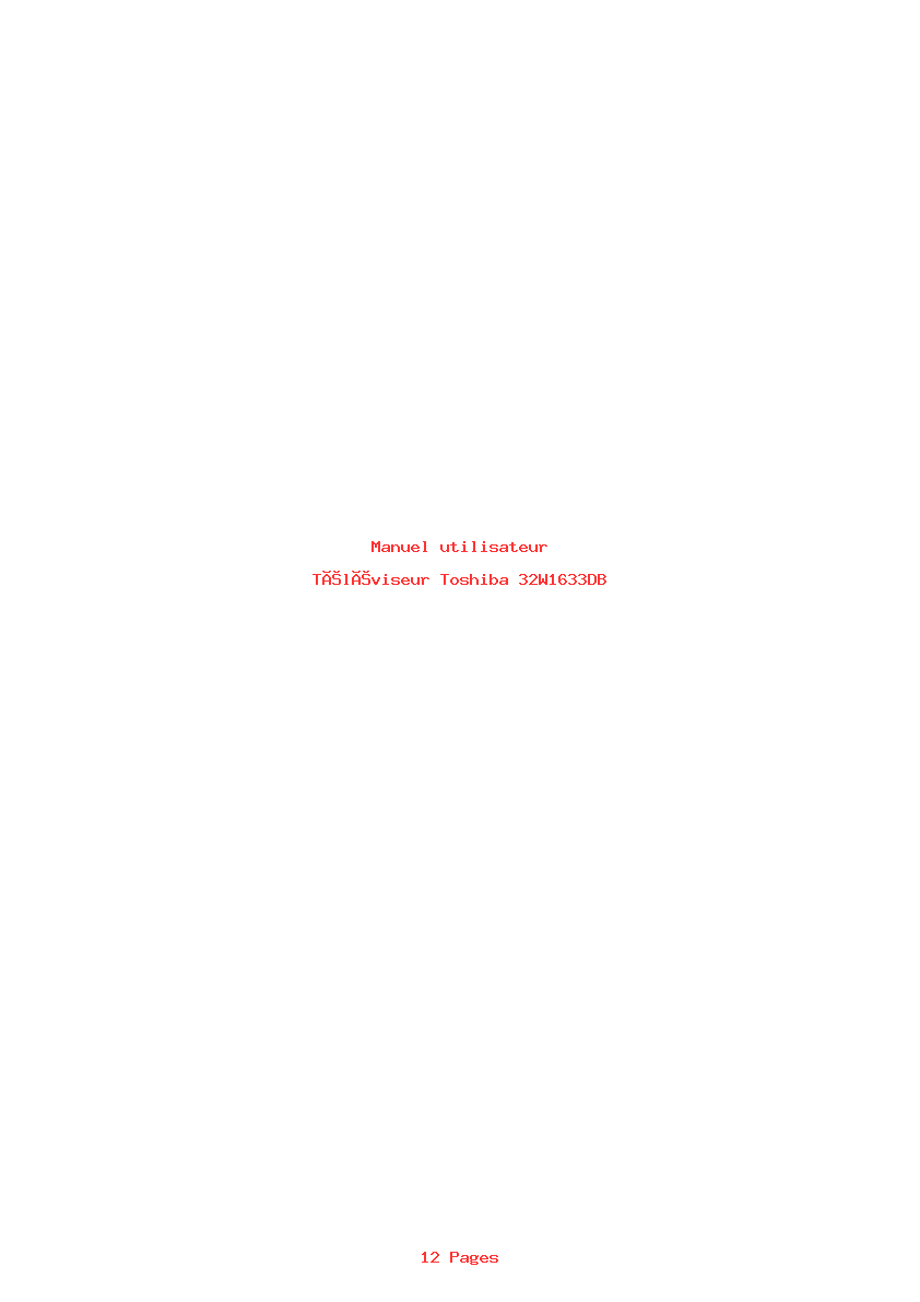 Page 1 de la notice Manuel utilisateur Toshiba 32W1633DB