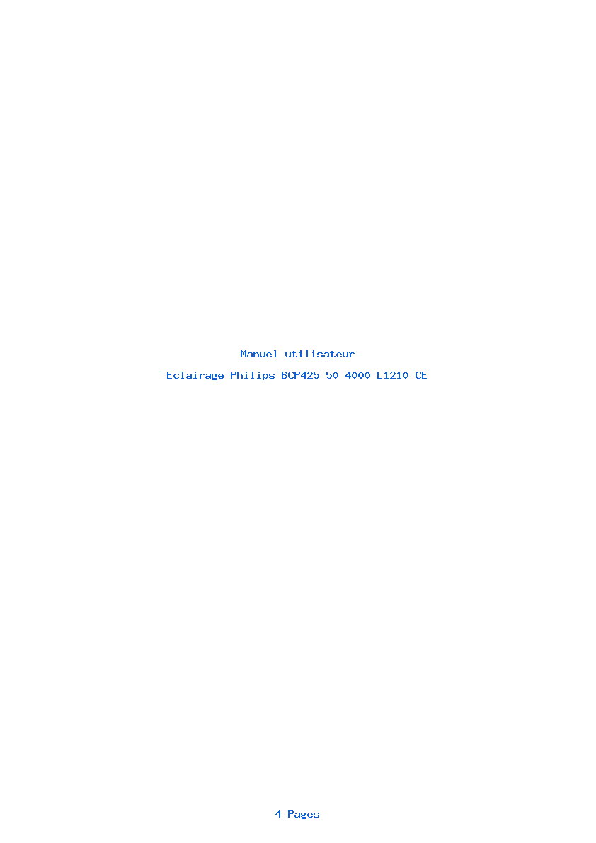 Page 1 de la notice Manuel utilisateur Philips BCP425 50 4000 L1210 CE