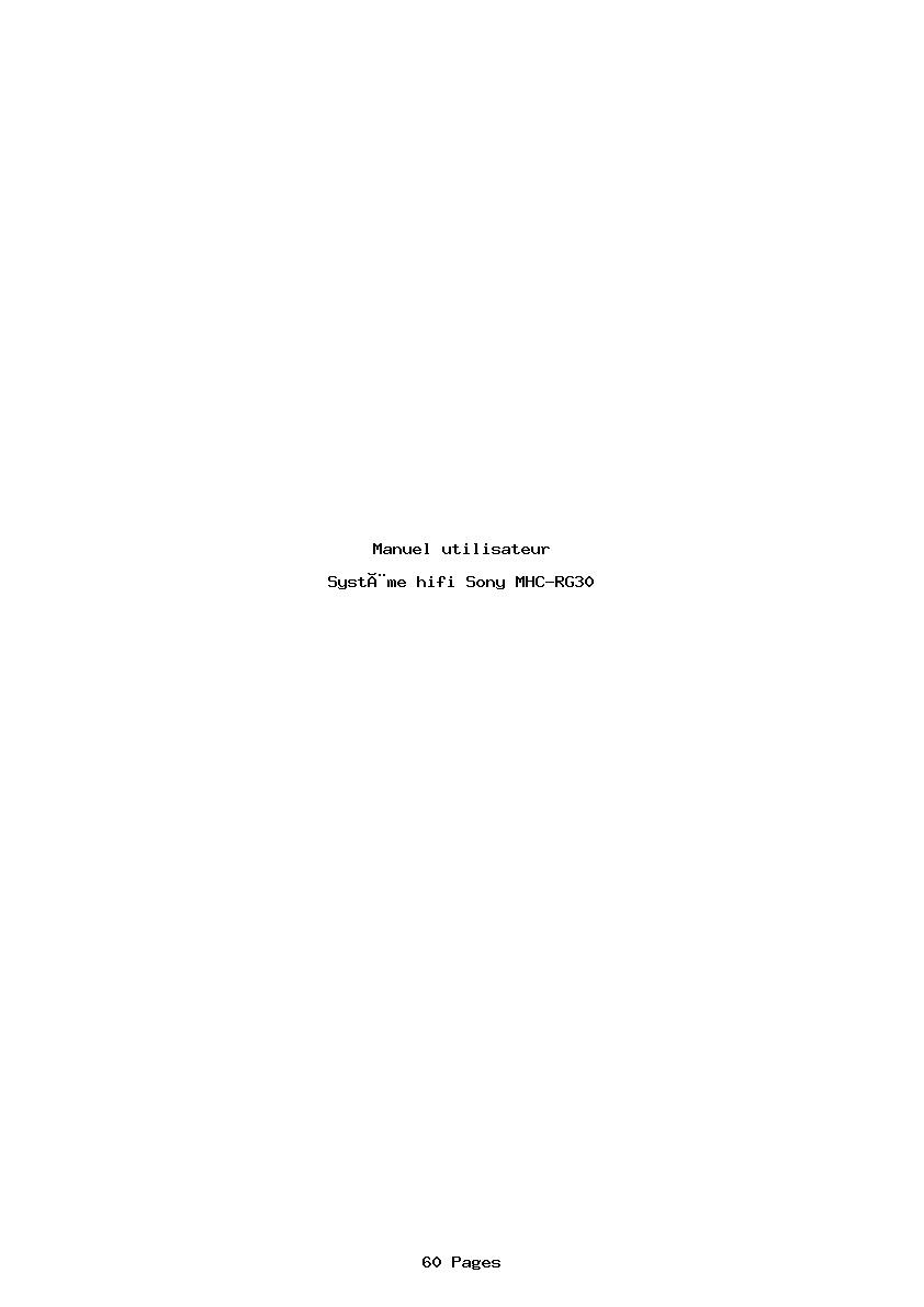 Page 1 de la notice Manuel utilisateur Sony MHC-RG30