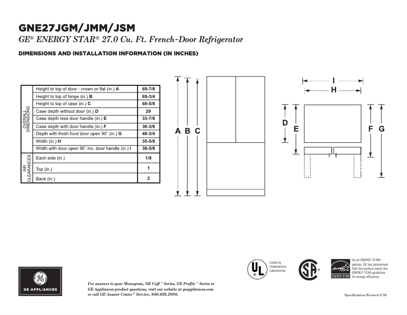 Página 1 del manual Ficha técnica GE GNE27JGMBB