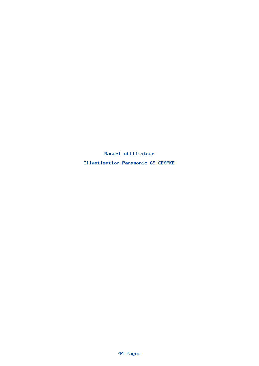Page 1 de la notice Manuel utilisateur Panasonic CS-CE9PKE