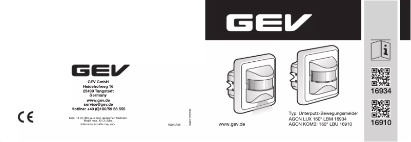 Page 1 de la notice Manuel utilisateur GEV 16910