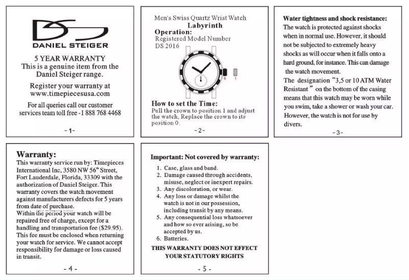 Page 1 de la notice Manuel utilisateur Daniel Steiger Labyrinth