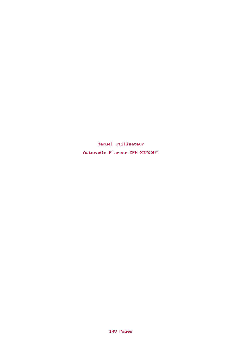 Page 1 de la notice Manuel utilisateur Pioneer DEH-X3700UI