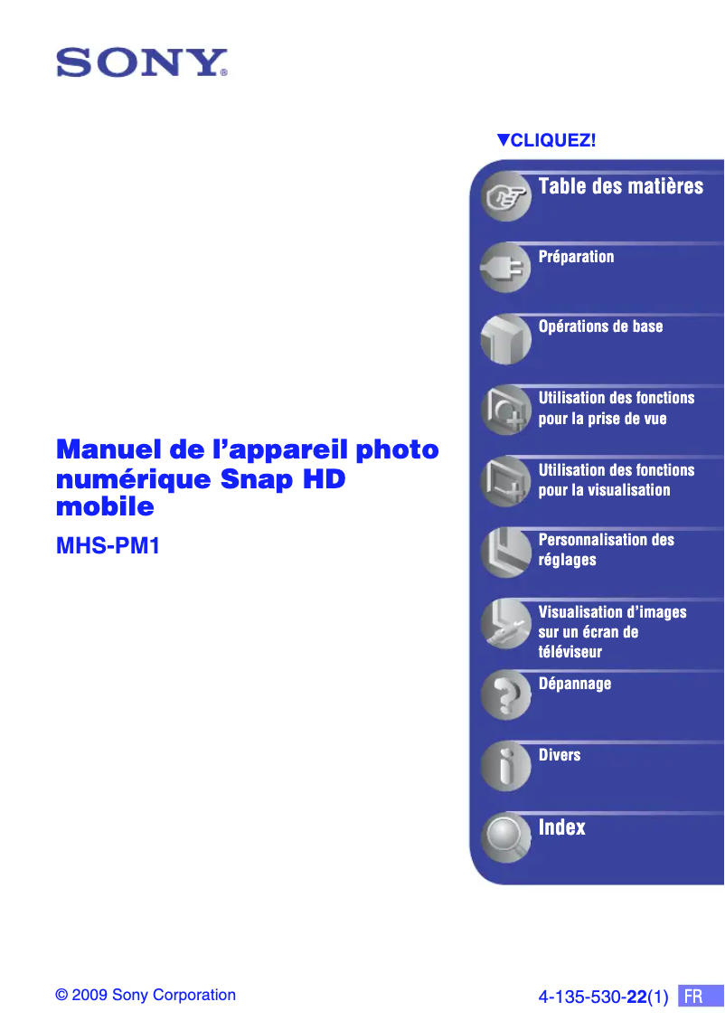 Page 1 de la notice Manuel utilisateur Sony MHS-PM1