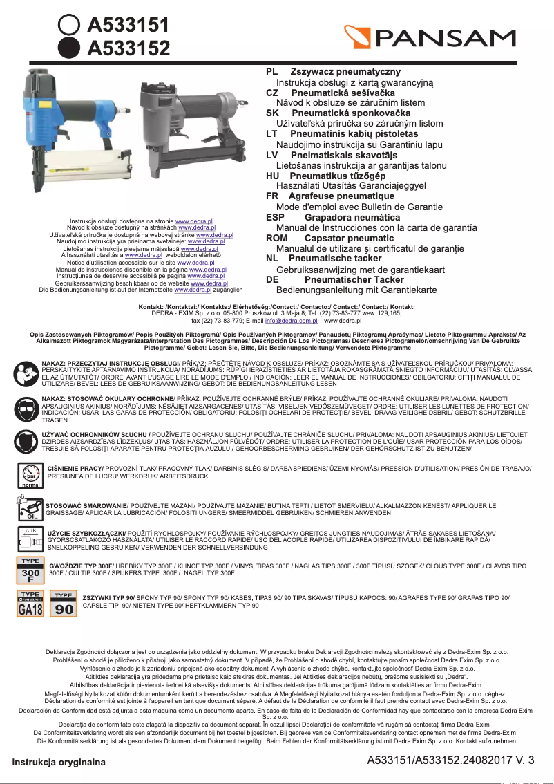 Page 1 de la notice Manuel utilisateur Pansam A533152