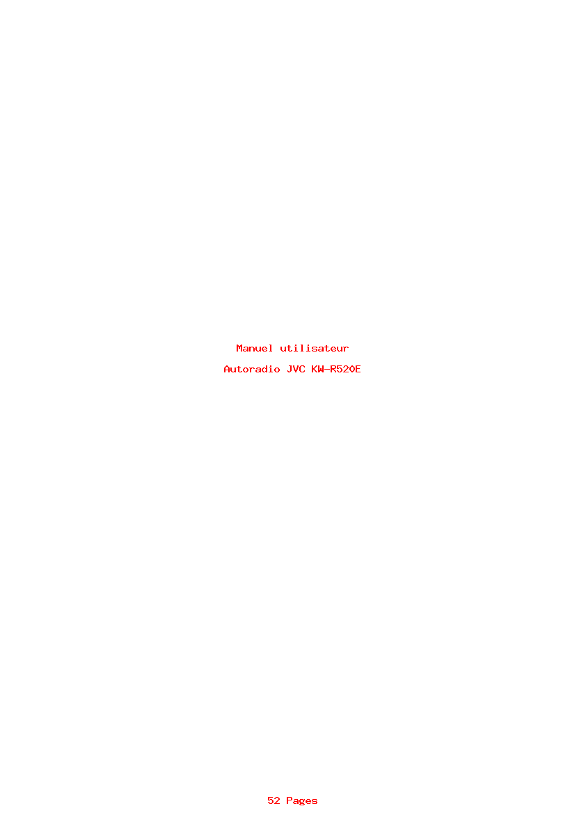 Page 1 de la notice Manuel utilisateur JVC KW-R520E