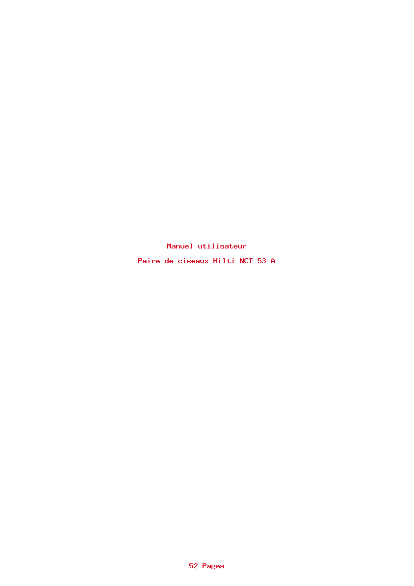 Page 1 de la notice Manuel utilisateur Hilti NCT 53-A
