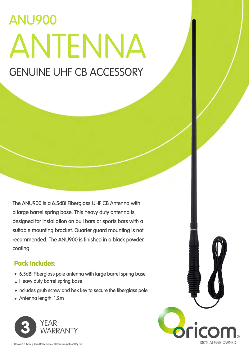 Page 1 de la notice Manuel utilisateur Oricom ANU900