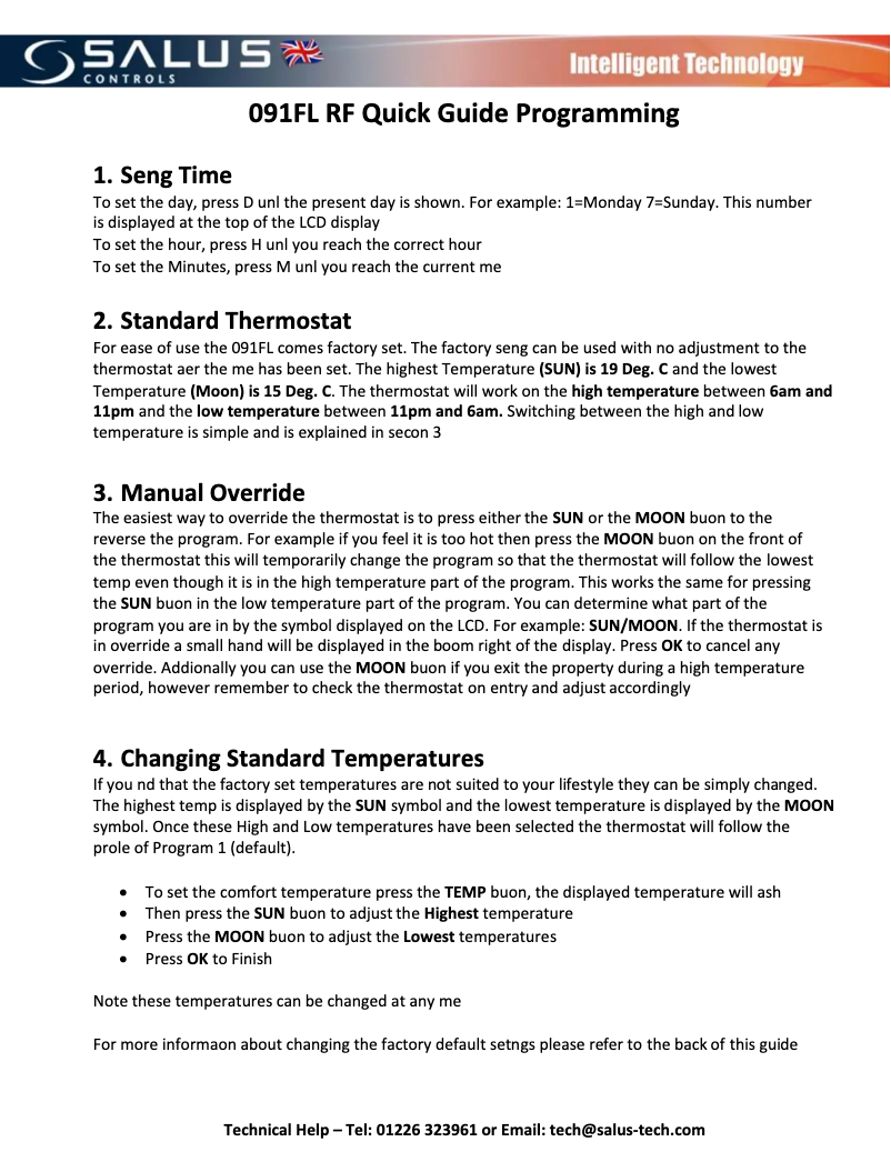 Página 1 del manual Manual de usuario Salus 091FL RF