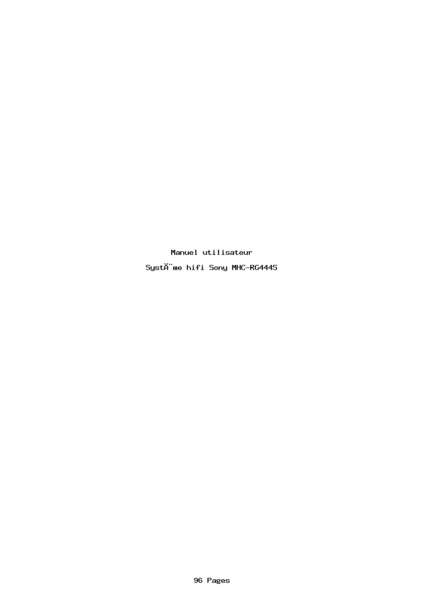 Page 1 de la notice Manuel utilisateur Sony MHC-RG444S