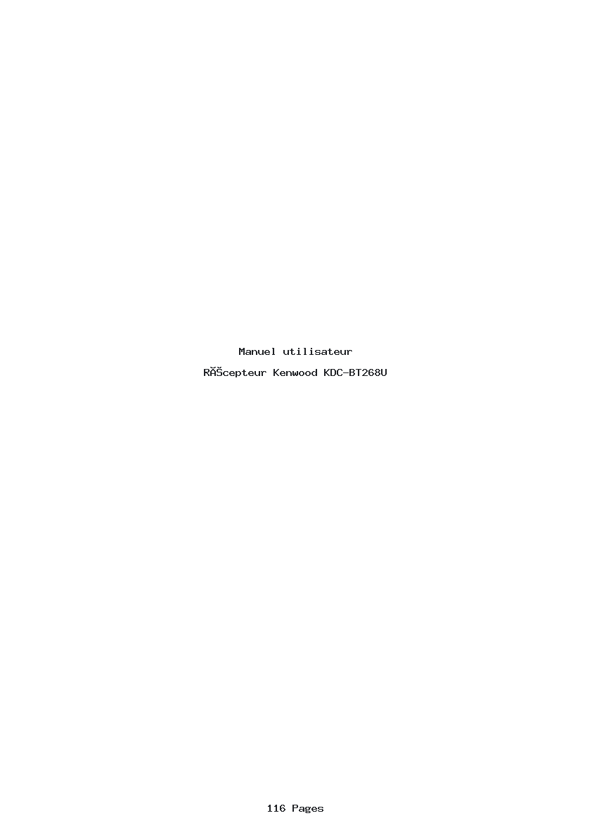 Page 1 de la notice Manuel utilisateur Kenwood KDC-BT268U