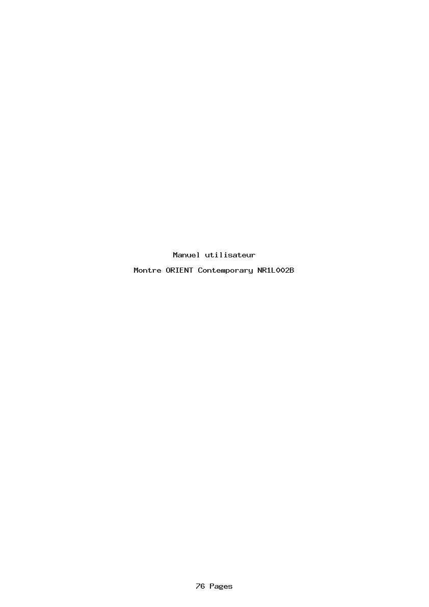 Page 1 de la notice Manuel utilisateur ORIENT Contemporary NR1L002B